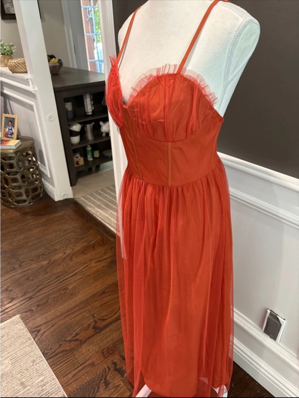 Terracotta/rust Fairycore Tulle Bustier Maxi Dress - Picture 4 of 12